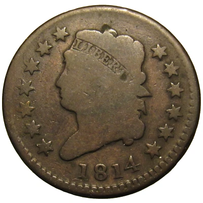 1814 CLASSIC HEAD LARGE CENT, S-295, G/VG  ~  DECENT EXAMPLE OF THIS TOUGH DATE - Image 1 of 4