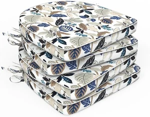 Outdoor Chair Cushions 19"x19"x2",Water Repellent Set of 4 Breeze Leaves Beige - Picture 1 of 7