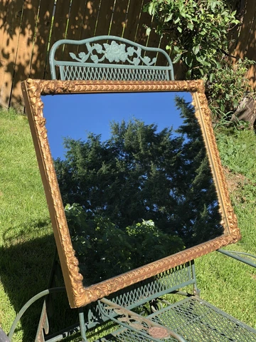 VINTAGE 1960c SYROCO GOLD FLORAL MIRROR 31” X 22” Cover