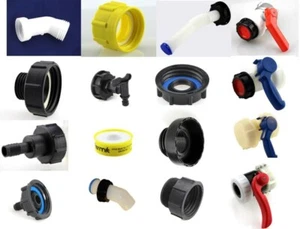 IBC Zubehör Klappenhahn Kugelhahn Auslaufstutzen Adapter Hahn PTFE S60x6 Kappe - Bild 1 von 27