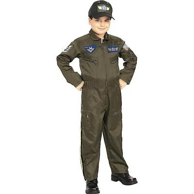 Rubie's Air Force Fighter Pilot Flight Suit & Hat Child Costume Kids Size Large - Image 1 of 2