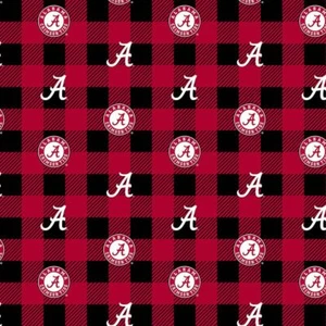 University Alabama Crimson Tide Buffalo Plaid Fleece Fabric-NCAA Blanket Fabric - Picture 1 of 1