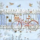 P483# 3x Single Paper Napkins For Decoupage Winter Bicycle Bike Near Snowy Fence