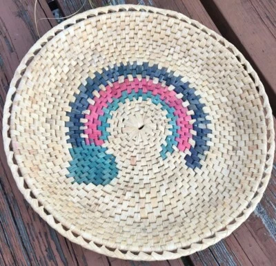 Bandeja Cesta Pared Plato Hierba Marina Tejido Natural Azul Rosa Turquesa 15" Boho Foto 1 de 4