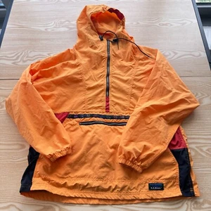Giacca a vento LL.Bean vintage grande donna arancione con cappuccio made in USA cerniera - Foto 1 di 9
