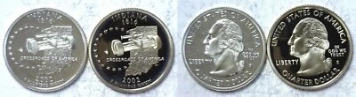 2002-S Indiana Statehood Quarter Silver & Clad Proofs 2 Coin Set - Image 1 of 3