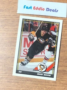 1991-92 O-PEE-CHEE NHL HOCKEY MARK RECCHI CARD 196 PITTSBURGH PENGUINS EXCELLENT - Picture 1 of 2
