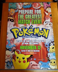 Póster original de la primera película de Pokémon DS 2 dos caras enrollado 27X40 - Pikachu - 1999 - Imagen 1 de 13