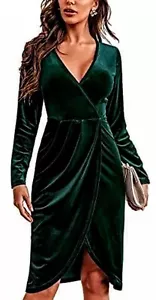 💚KELLY GREEN💚XXL💚 Laqeyko 💚VELOUR Wickel Hochzeitsgast 💚MINI ☘️Kleid Damen💚 - Bild 1 von 1