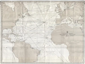 1930 Atlantic Ocean Navigation Chart - Picture 1 of 3