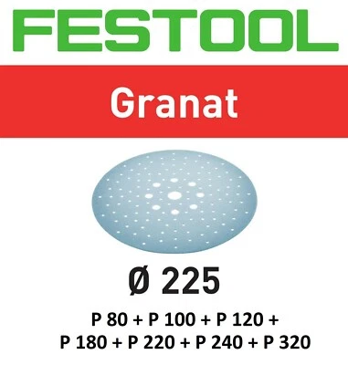 Festool 25xDisques abrasifs STF D225/128 GRENAT P80 P100 P120 P180 P220 P240 ... - Photo 1/2