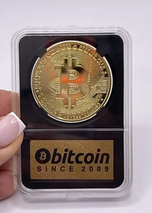 Moneda Bitcoin en estuche de edición de coleccionista: moneda de oro física de edición limitada 1 pieza - Imagen 1 de 5