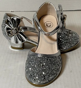 Princess Glitter Bow Sandals Flower Girl Shoes High Heels US 10-10.5 - Picture 1 of 9
