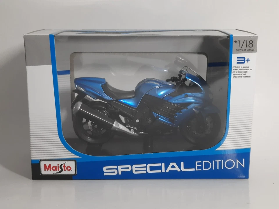 Modellino Statico Kawasaki Ninja ZX-14r Maisto Moto Blu Scala 1:18 - Immagine 1 di 1
