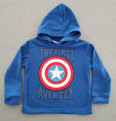 VETEMENTS Felpa con cappuccio pullover medio logo Marvel Captain America blu gioventù