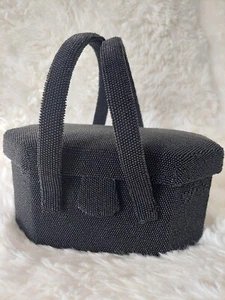 VTG Rare 1930s Hattie Carnegie Black Beaded Evening Bag Clutch Purse - Picture 1 of 10