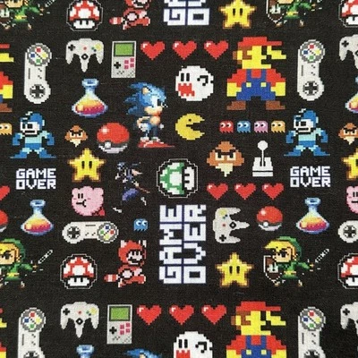 Super Mario Sonic Zelda Gaming Character Fabric Polycotton Fat Quarter Craft - Image 1 of 3