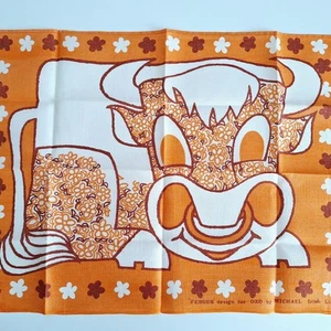 Vintage Geschirrtuch Kuh Motiv Fergus für Oxo Irish Linen Flower Power - Bild 1 von 5