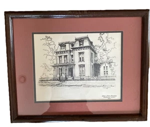 VTG Framed John A. Reitz Mansion Architectural Print 1871 Evansville,IN. 15”x12 - Picture 1 of 7