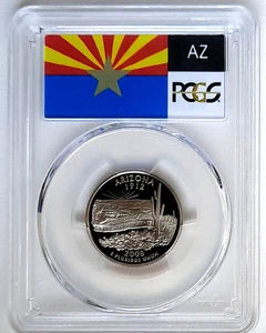 2008-S Clad Proof Arizona State Quarter-PCGS PR 70 DCAM-State Flag - Picture 1 of 4