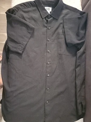 Harbor Bay HB Black Men's Button Down Short Sleeve Shirt 1XL - Image 1 of 4