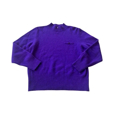 Suéter De Colección EVAN PICONE Mujer L Cuello Simulado Lana de Cordero Angora Púrpura Brillante Foto 1 de 4