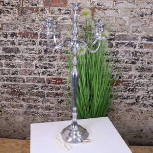 Mula Polished Silver 5 Candle Candelabra Centerpiece 105cm Decor Dining Gift - Picture 1 of 6