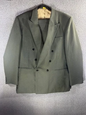John Henry 2 Pc. Suit /  Mens 42L Double Breasted Green Ventless / 2 pc suit - Image 1 of 4
