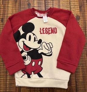 Disney Mickey Mouse 7-8 Fleece Pullover Sweatshirt EUC Red and White - Picture 1 of 9