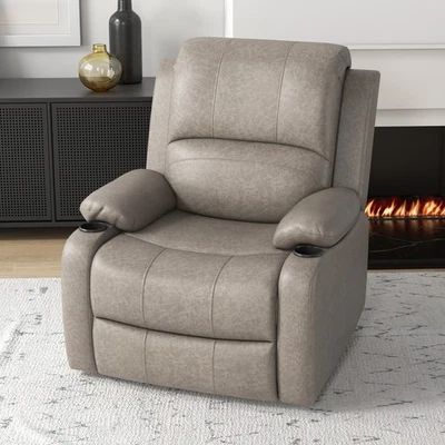 HOMCOM Recliner Chairs for Living Room, Microfibre Cloth Reclining Armchair, Brown