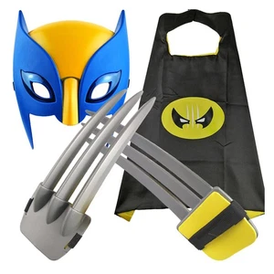 Kids Boys Wolverine Movie Costume Superhero Claws Mask Cape Cosplay Prop Gift - Picture 1 of 7