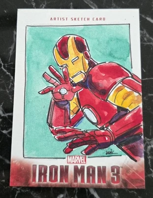 2013 Marvel Iron Man 3 Sketch Card Iron man By Nicole Virella Signed  1/1 - Image 1 of 2