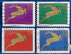 US Stamps 1999 Christmas Deer Used Set of 4 SA Off Paper 33 cent #3355-3358 - Picture 1 of 1