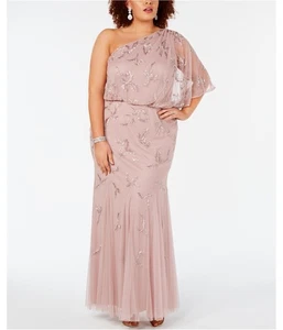 Adrianna Papell Damen verziertes One Shoulder Kleid, rosa, Übergröße, 22W - Bild 1 von 1