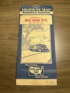 Mapa de carreteras de MWM de la década de 1930: Kentucky Tennessee USADO White Manor Hotel - Imagen 1 de 2