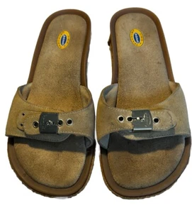 Dr Scholls scarpa sandalo donna originale marrone scamosciato fibbia taglia 8 - Foto 1 di 12