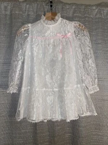 Vintage White Lace Dress Size 6x Christian Catholic Baptism Holiday Party - Picture 1 of 16