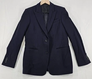 Theory Wool Blazer Womens 6 Navy Blue Single Breasted Pockets Lined Quiet Luxury - Picture 1 of 13