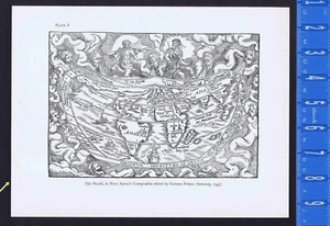 The World, as in Peter Apian's Cosmographia (Antwerp, 1545) -Map Print - Picture 1 of 1