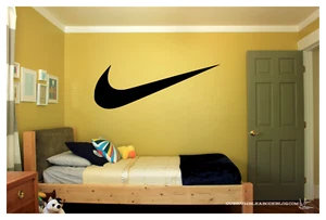 LOGO NIKE MARCA DE VERIFICACIÓN Solo CALCOMANÍA DE ARTE DE VINILO DE PARED 48X17" DECORACIÓN DEL HOGAR DORMITORIO - Imagen 1 de 3