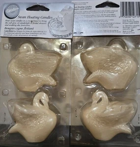 Lot of 2 Wilton Floating Candles 2 Pack Swans White 2.5" x 2.75" Wedding Bridal - Picture 1 of 2