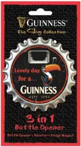 Abridor de botellas Guinness 3 en 1 / imán de nevera / montaña rusa (versión roja/negra por escrito) - Imagen 1 de 1