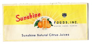 Color Illustrated Envelope SUNSHINE FOODS Winter Haven FL 1940 Orange Juice - Picture 1 of 2