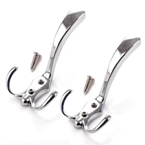 6 x TRIPLE COAT HOOKS Chrome 3 Peg Coat Hat Scarf Wall Mounted Garment Hanger UK - Picture 1 of 3