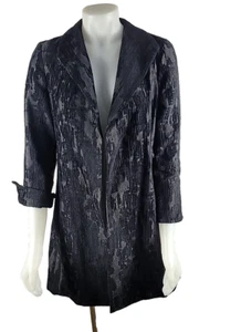 Eileen Fisher Black Velvety Open Front Collared 3/4 Sleeve Jacket Sz XS - Picture 1 of 4