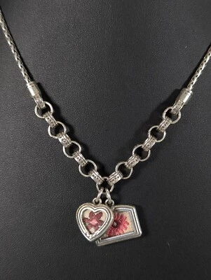 Brighton Embroidered Flower Heart Necklace Sweet Joyful Moment Imagine - Image 1 of 4