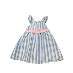 Vestido Penelope Mack Niñas Azul Blanco Rayas Rosa Lazo 18M - Imagen 1 de 5