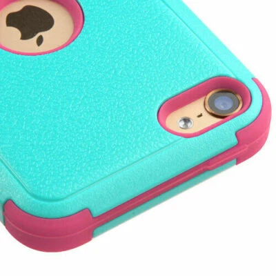 iPod Touch 5th 6th 7th Generation - Turquoise Blue Pink Hybrid Impact Armor Case - Image 1 of 4