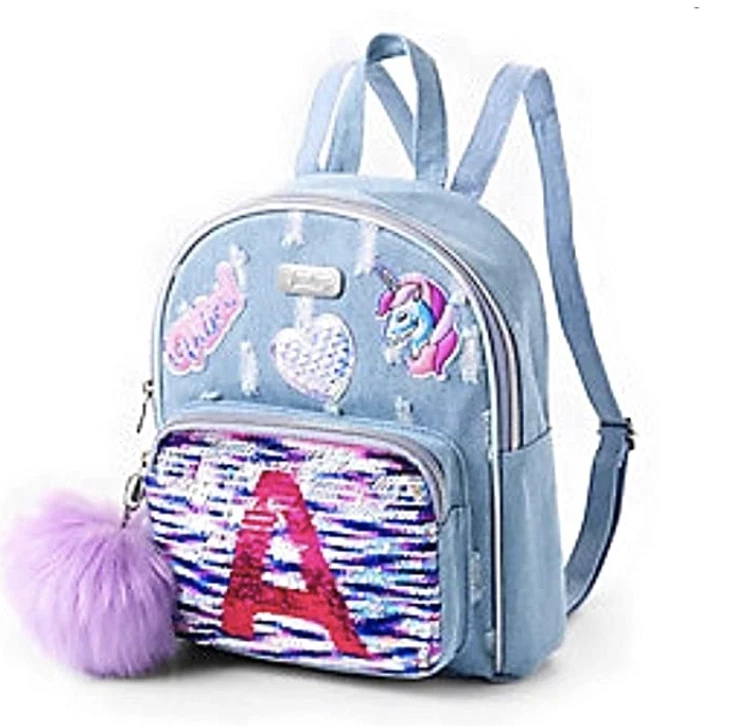 Justice Initial Denim Wash Mini Backpack **select Initial**