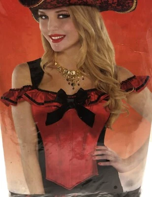 Pirate Corset Caribbean Suit Yourself Fancy Dress Up Halloween Costume Accessory - Image 1 of 2